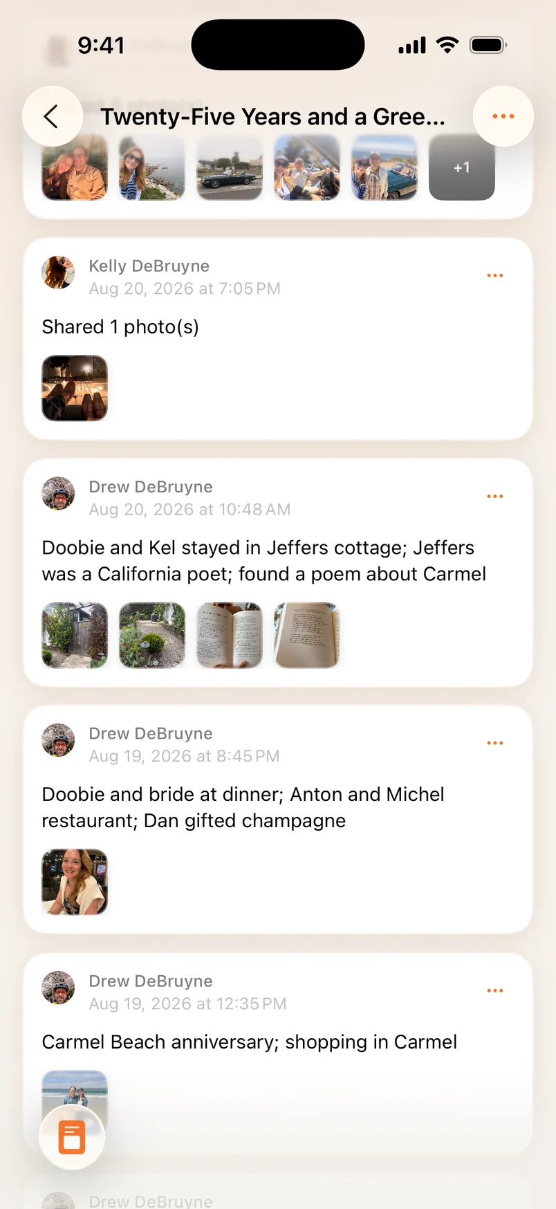 Two contributors’ memories on one Oraweave, each with their own photos